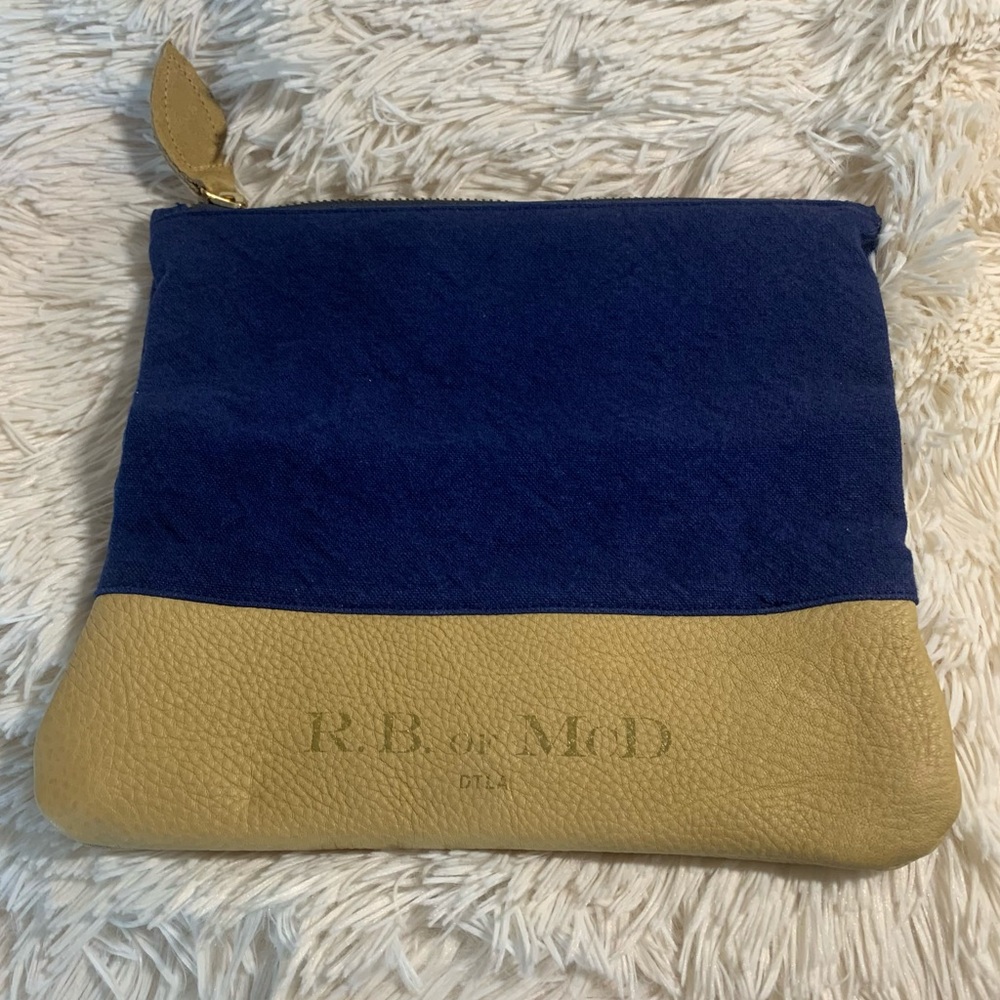 R.B. Of McD Leather Canvas pouch clutch